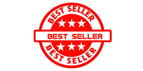 Best Seller Badge – Red Round Label with Five Stars and Banner for Top Rated Products & Trending Picks