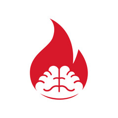Obraz premium Minimal brain fire logo burning brain vector symbol icon 