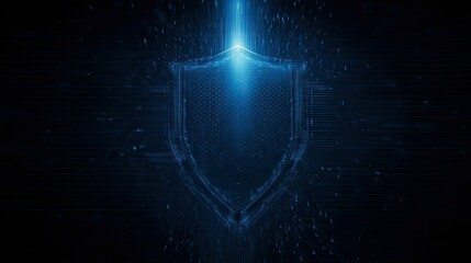 A digital shield graphic with a glowing effect, symbolizing protection and security in technology.