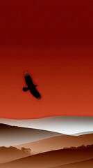 Beautiful sky with soft rays of light and a seagull soaring through the clouds captured in vibrant yellow, blue, and pink tones