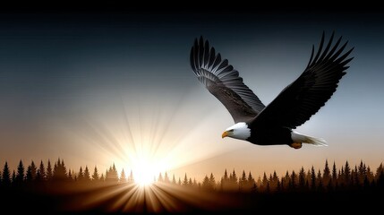 Fototapeta premium Beautiful sky with soft rays of light and a seagull soaring through the clouds captured in vibrant yellow, blue, and pink tones