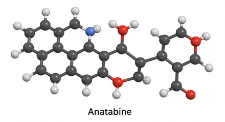 Molecular structure visualization of Anatabine chemical compound illustration
