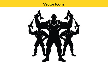 Vector illustration silhouette of a group of hard working strong Freedom Fighter, a concept of fitness, art and independence. Happy Independence Day.