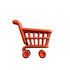 Minimalist red shopping cart icon
