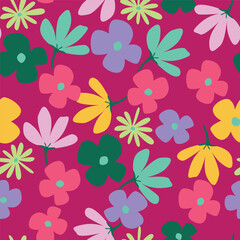 Cute floral pattern. Seamless vector pattern. Elegant template for fashion prints. Small pink and blue flowers for folk print. White background. Stock vector