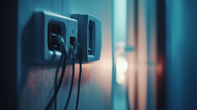 Electrical Plugs and Adapters in a Dimly Lit Room