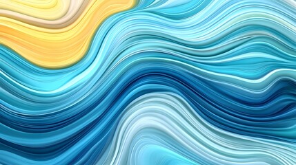 Abstract Blue and Yellow Swirling Waves Liquid Motion Background