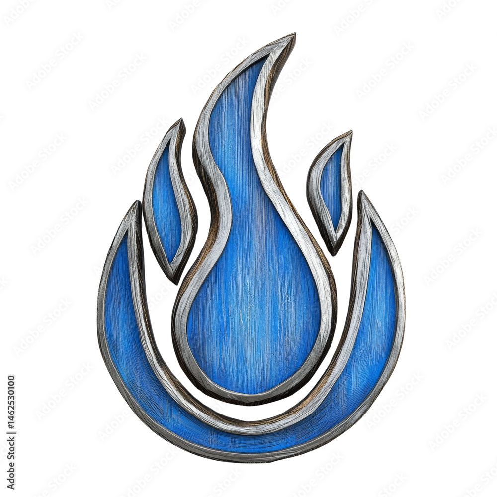 Poster captivating cerulean flame crest evoking feelings of power and elemental energy on transparency