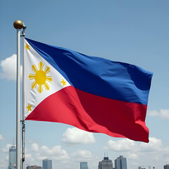 Philippines Flag Waving Manila Skyline Cut Out Transparent Png