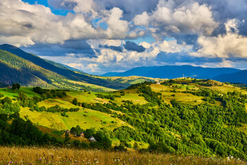 Rolling Hills Mountain Village Landscape