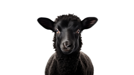 Black Lamb Portrait Isolated on White Background