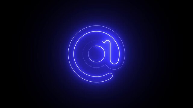 Arroba icon animation with neon line on black background.