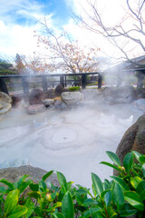 Hells of Beppu, or Beppu no jigoku, place of scenic beauty in the onsen town of Beppu, all of the seven hells is called Beppu Jigoku Meguri, Beppu, Oita, Kyushu, Japan