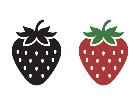 Two contrasting strawberry silhouettes for design elements