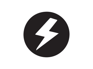Simple Black and White Lightning Bolt Icon in Circle