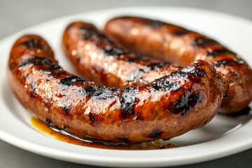 Plate of hot dogs topped with savory sauce, sitting on a gingham tablecloth at a summer BBQ.