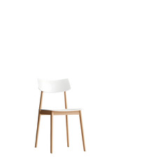 Minimalist white chair in a sparse refined interior