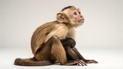 Naklejka premium Capuchin on studio background 