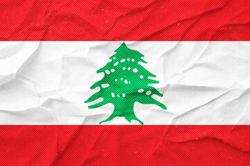 lebanon Distressed Lebanon flag on crumpled paper, featuring red and white stripes with a green cedar tree.
