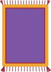 Purple and orange rectangular rug with tassels modern home decor textile vector illustration 