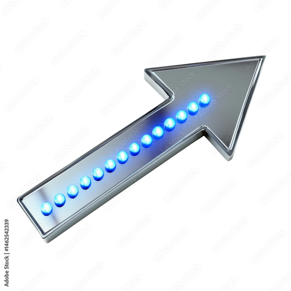 Aufkleber Illuminated directional metallic arrow pointing right for wayfinding applications