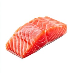 Piece of fresh salmon fillet raw on white background