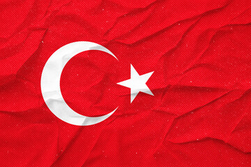 Obraz premium turkey Textured red backdrop showcasing a white star and crescent moon emblem with a grunge design.