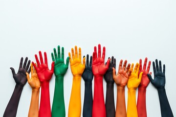 Hands painted diverse images, photos, illustration, horizontal