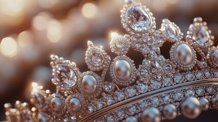 Exquisite Diamond and Pearl Crown