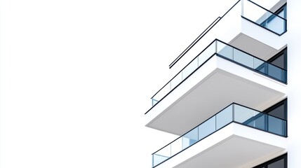 Obraz premium Modern architecture minimalist building exterior with balconies and copy space