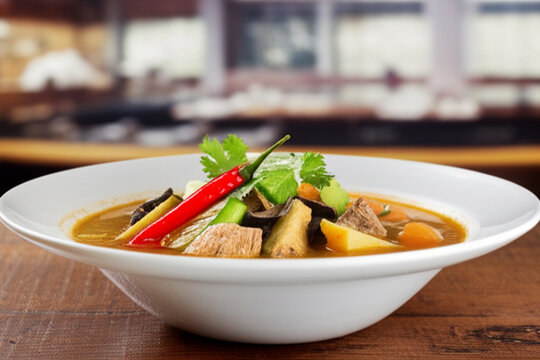 Sinigang is a popular Filipino soup characterized by its distinct sour and savory flavor.