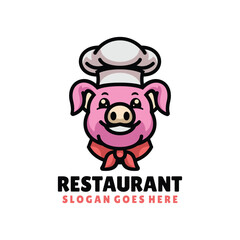 Chef Pig Restaurant Minimalist Logo
