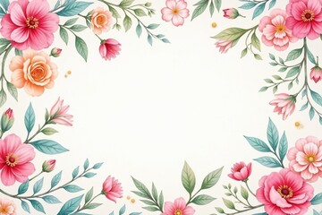 Fototapeta premium Delicate watercolor style floral pattern, pastel shades, botanical, soft floral