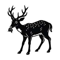 a deer eating vector art silhouette