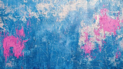 A blue and pink background with a pink splash on the right