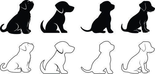 Dog Silhouette Vector – Pet Animal Outline Illustration for Logos and Design Projects