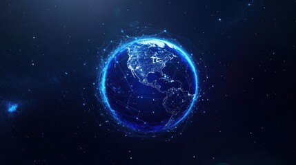 Fototapeta premium Blue planet earth network in space