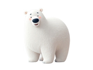 Cute polar bear doll illustration with friendly expression, isolated transparent background
