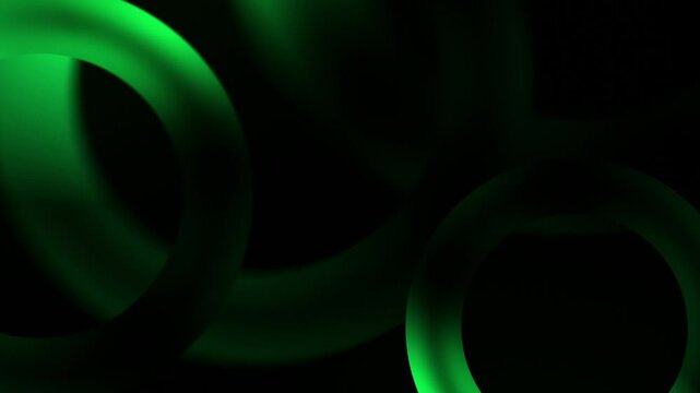 Dark green and black glowing rings animation modern circular shapes animated background 