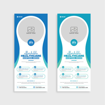 Creative healthcare Medical services and Medical roll up banner template design.