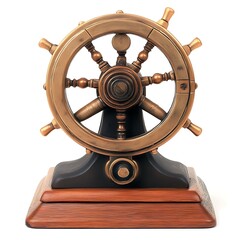 Obraz premium Antique Brass Ship Wheel Decor.
