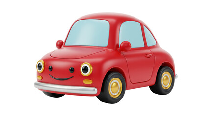 Isolated Cartoon Red Car with Smiling Face