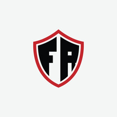 Obraz premium 652 shield logo shape letter alphabet educational learning F R