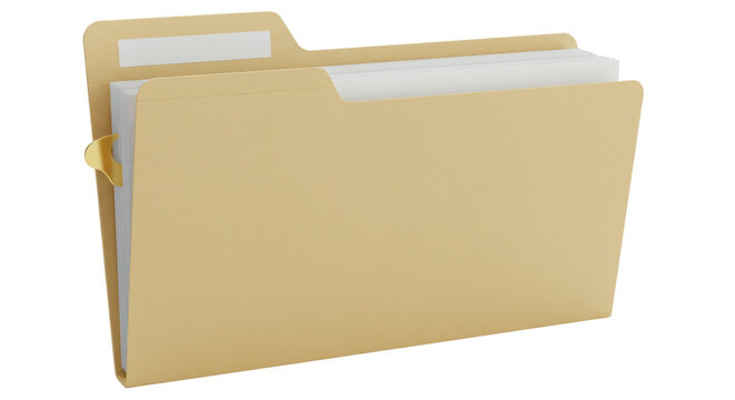 Isolated Manilla File Folder with Papers