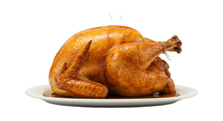 Isolated Roasted Chicken on Platter