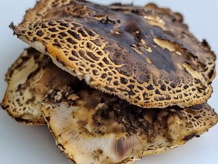 Obraz premium Closeup of Brown and Beige Mushrooms with Detailed Texture