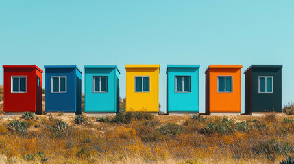 Colorful tiny houses on hillside