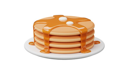Isolated Stack of Pancakes with Maple Syrup and Butter