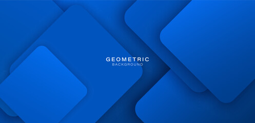 Abstract blue background with overlap layer. Modern rounded square shapes and shadow. Minimalist geometric design. Suit for cover, poster, banner, flyer, book, brochure, website