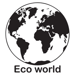 Black Eco World Silhouette Vector, Globe Illustration, World Icon